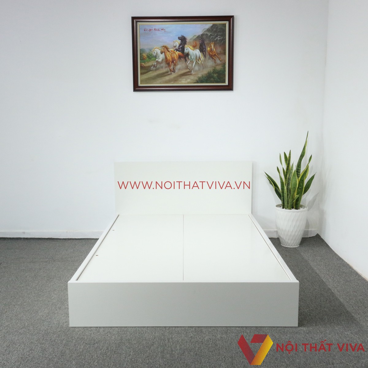 Giường Ngủ MDF Phủ Melamine Màu Trắng Đẹp Giá Rẻ