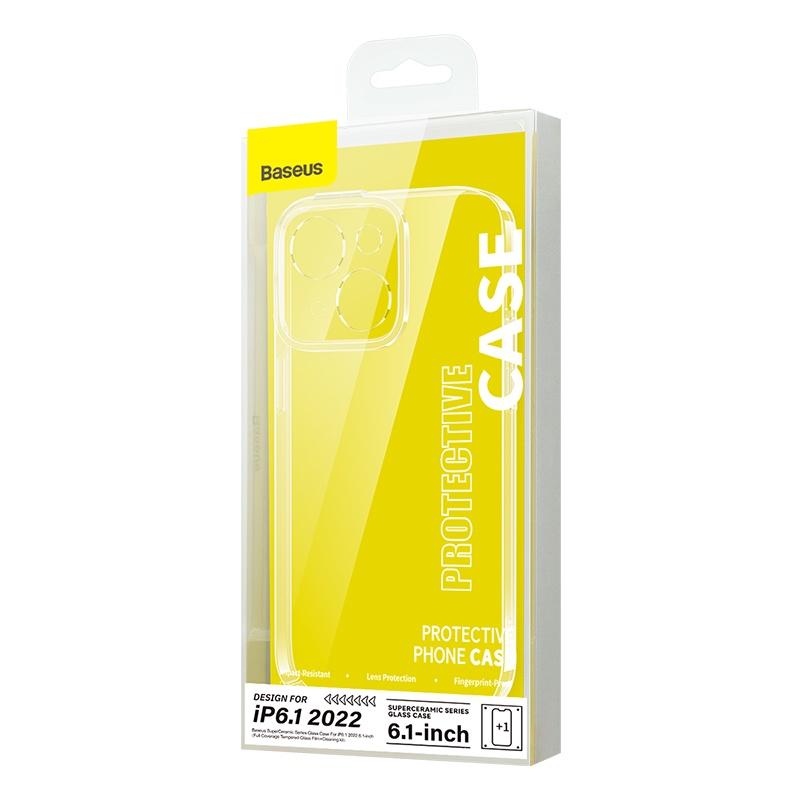 Ốp lưng cường lực viền dẻo chống sốc Baseus SuperCeramic Series Glass Case For I.P 14
