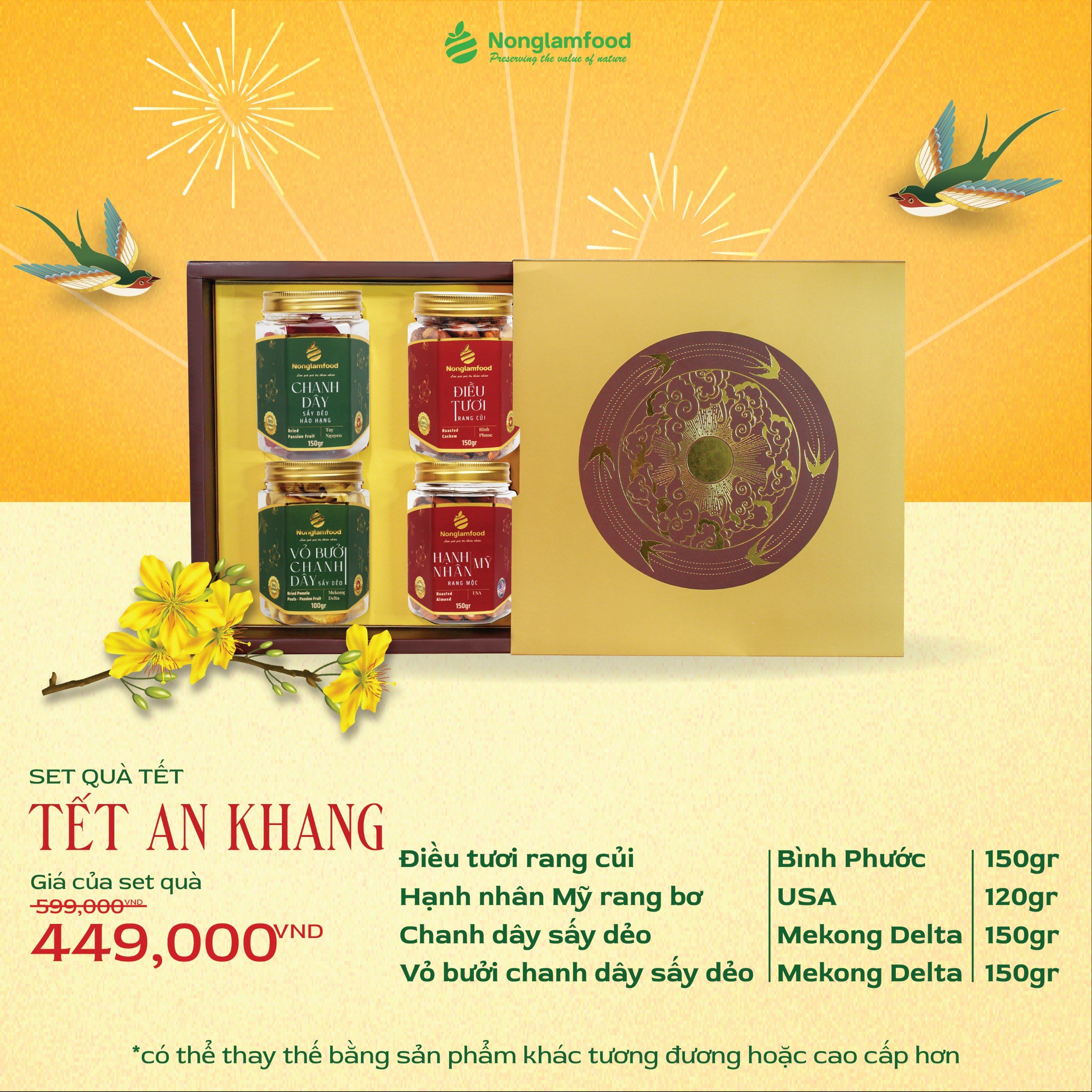 [BỘ QUÀ TẾT 2024] Set quà truyền thống Tết An Khang Nonglamfood | Quà tặng Xuân Giáp Thìn cao cấp cho doanh nghiệp