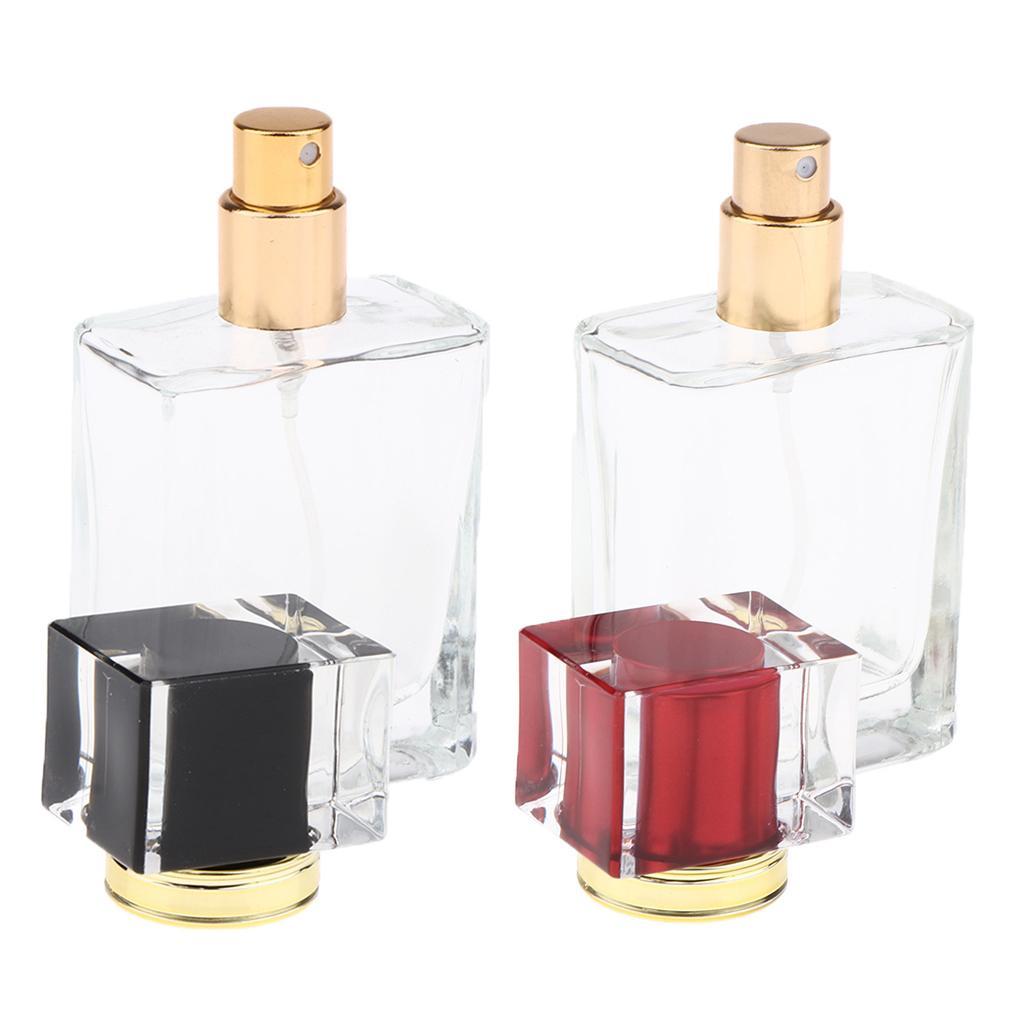 2pcs Empty Perfume Atomizer Sprayer Bottles w/ Black/Red for Travel 50ml