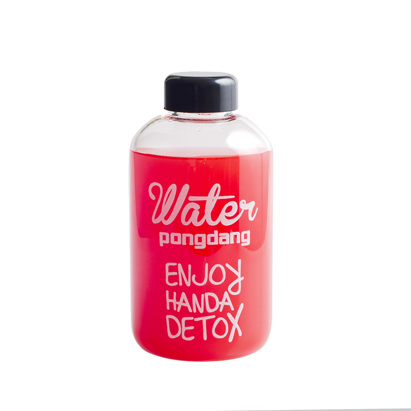 Bình thủy tinh Water Pong Dang Detox 600ml in chữ