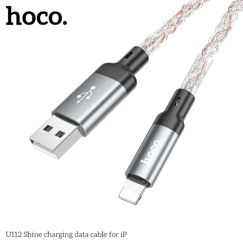 Cáp Sạc Nhanh Đổi Màu Dành Cho Hoco Shine U112 2.4A Cổng LN Dây Dài 1M Hàng Chính Hãng