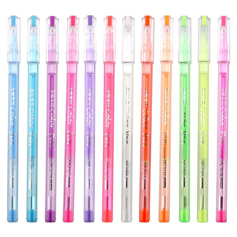 Vỉ 12 bút gel màu neon nét 0.6mm Baoke PC3718