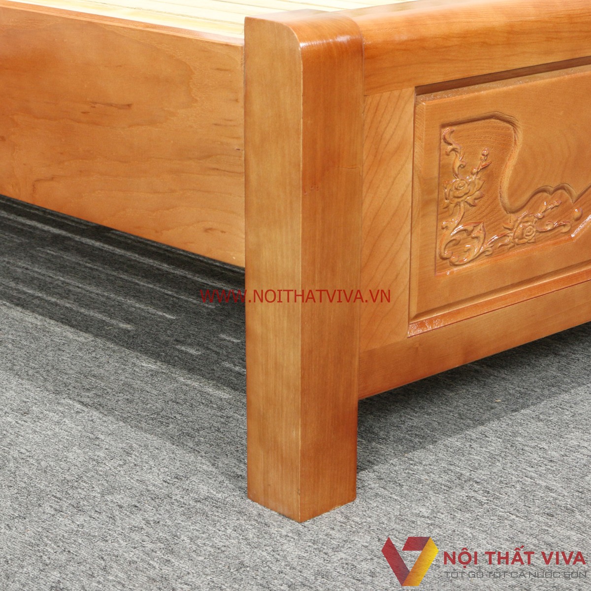 Giường Ngủ Gỗ Sồi Nga Màu Cánh Gián Đẹp Giá Rẻ