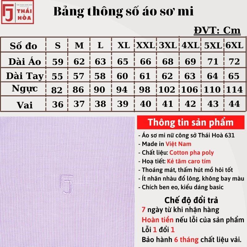Áo sơ mi nữ Thái Hoà cống sở kẻ tăm caro đẹp cao cấp màu tím cotton 631-11-01