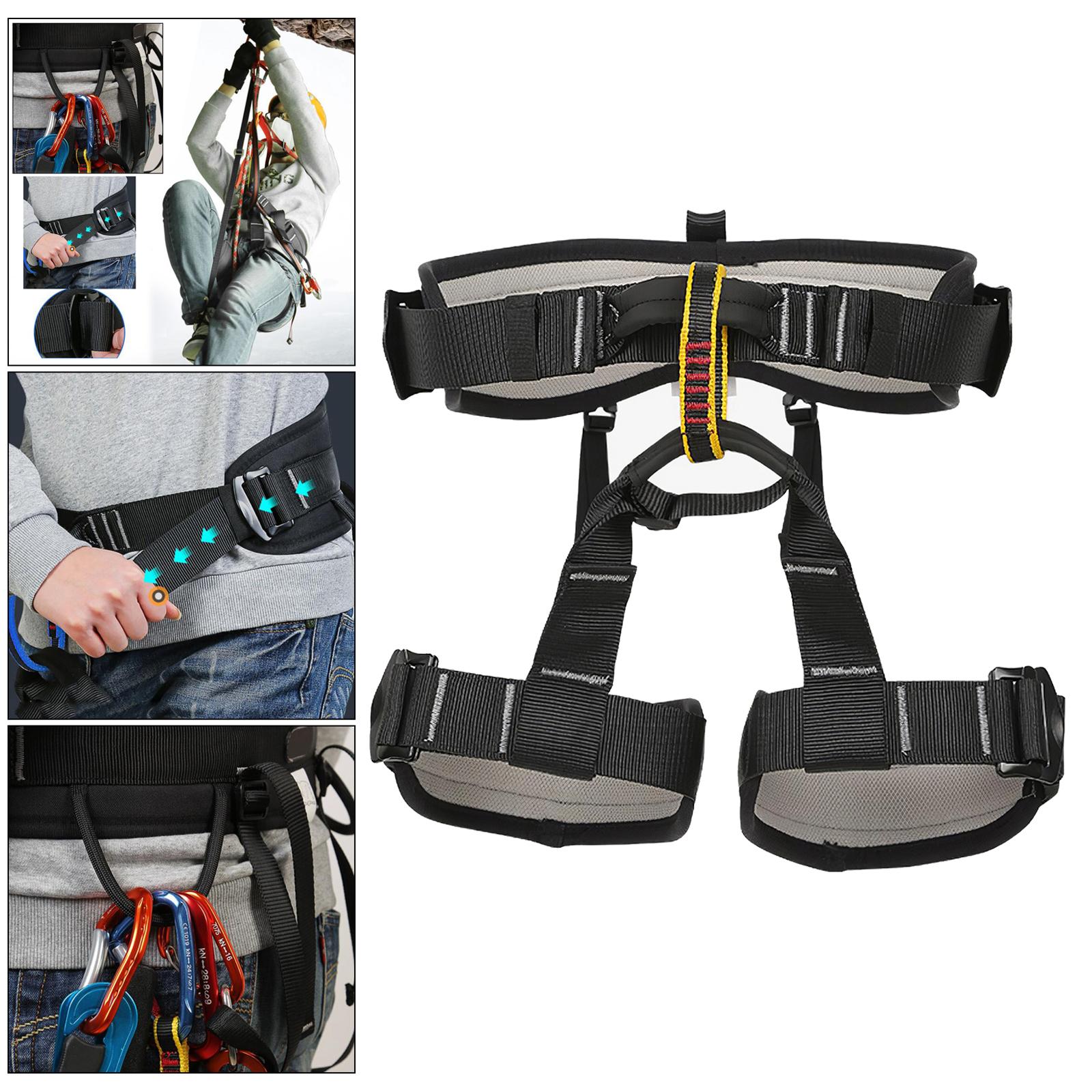Outdoor Half Body Harness Rock Climbing Tree Rappelling Waist Belt Black L