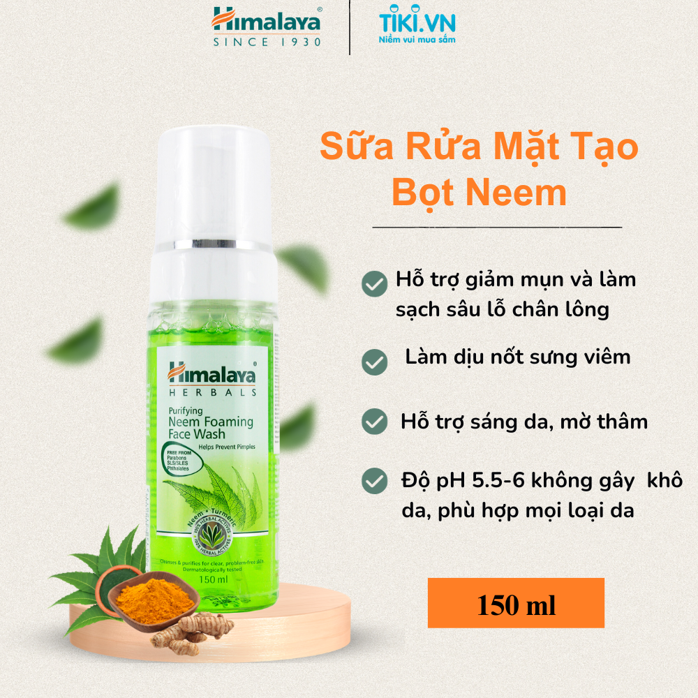 Sữa Rửa Mặt Tạo Bọt Neem Ngừa Mụn Trứng Cá Himalaya Herbals