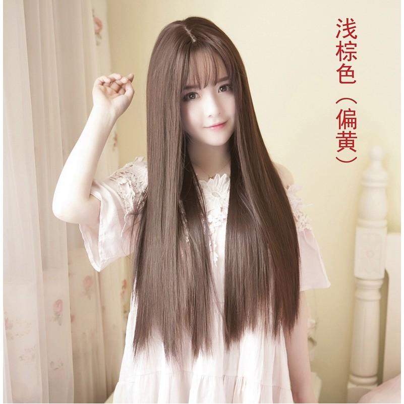 Tóc giả nữ nguyên đầu suông thẳng có da đầu cao cấp - TG87