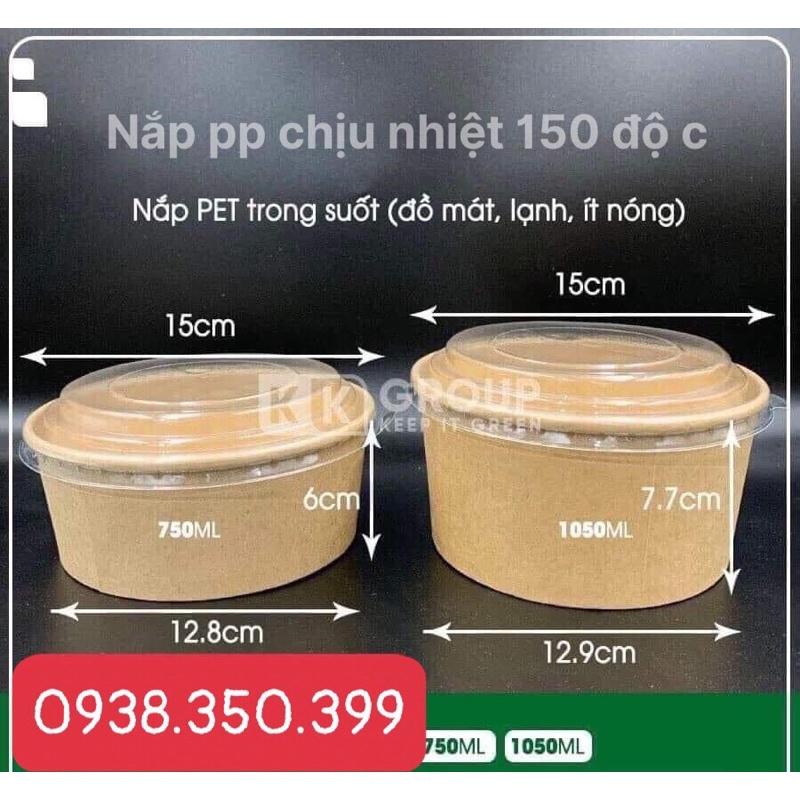 Tô giấy salad cao cấp đựng thức ăn kèm năp 750ml 1000ml