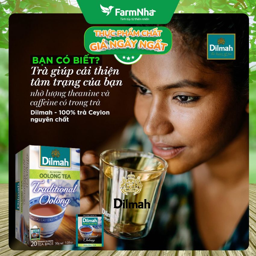 Trà Dilmah Traditional Oolong Tea All Natural 30g (Túi bạc đặc biệt) 20 túi x 1.5gr Ô Long truyền thống