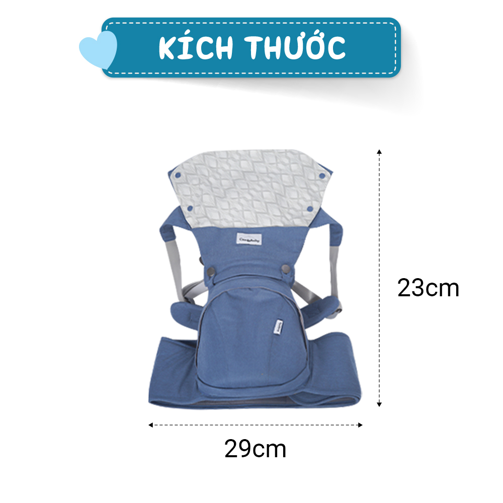 Địu ngồi trẻ em cao cấp siêu mềm - siêu thoáng 4 tư thế Comfybaby CF119HC003 cho bé từ sơ sinh tới 36 tháng có mũ đỡ đầu