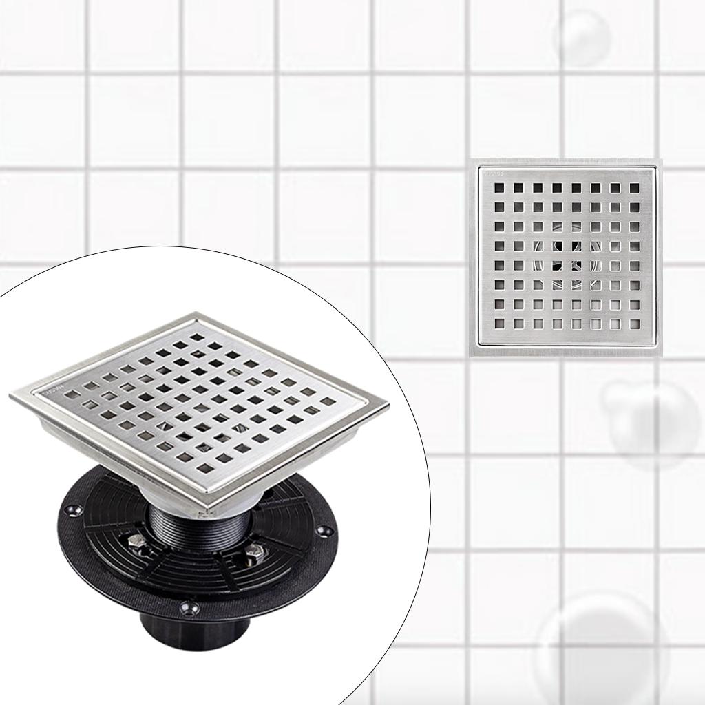 15mm Square Shower Drain with Grate Flange Hair Strainer Shower Floor Drain