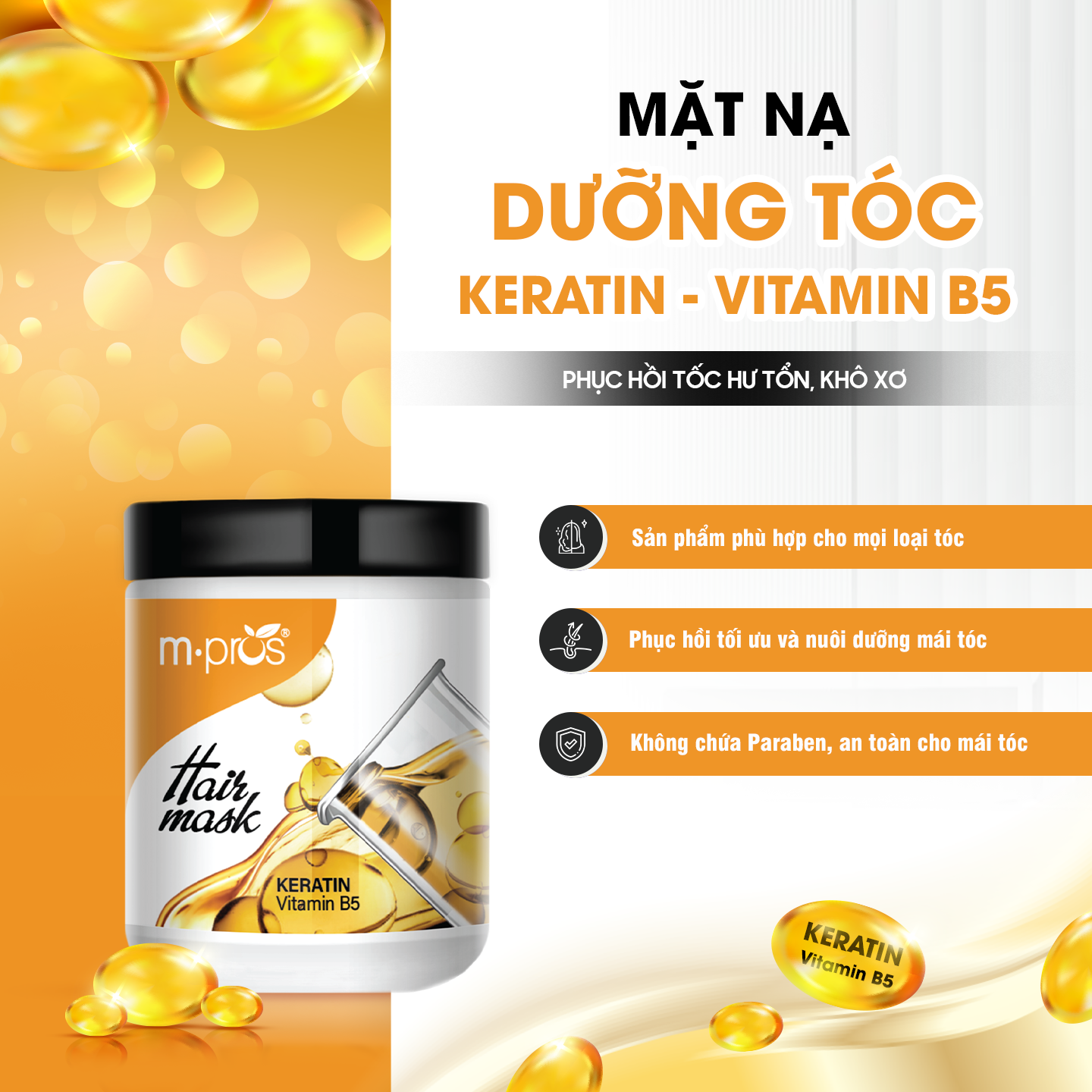 Mặt Nạ Dưỡng Tóc Keratin - Vitamin B5 M.pros 600g