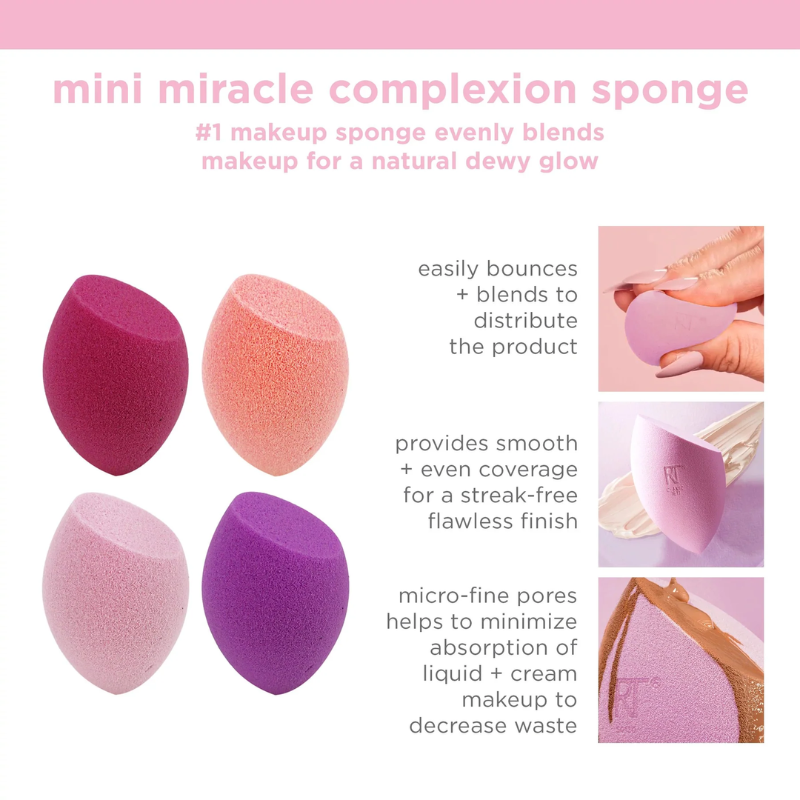 Set 4 bông mút mini Real Techniques 4 mini miracle complexion sponges