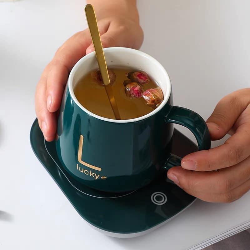 Cốc hâm nóng cà phê đồ uống đế hâm nóng cốc, cốc hâm nóng đồ uống kèm đế điện đa năng tiện lợi MiibooShi PVN17505