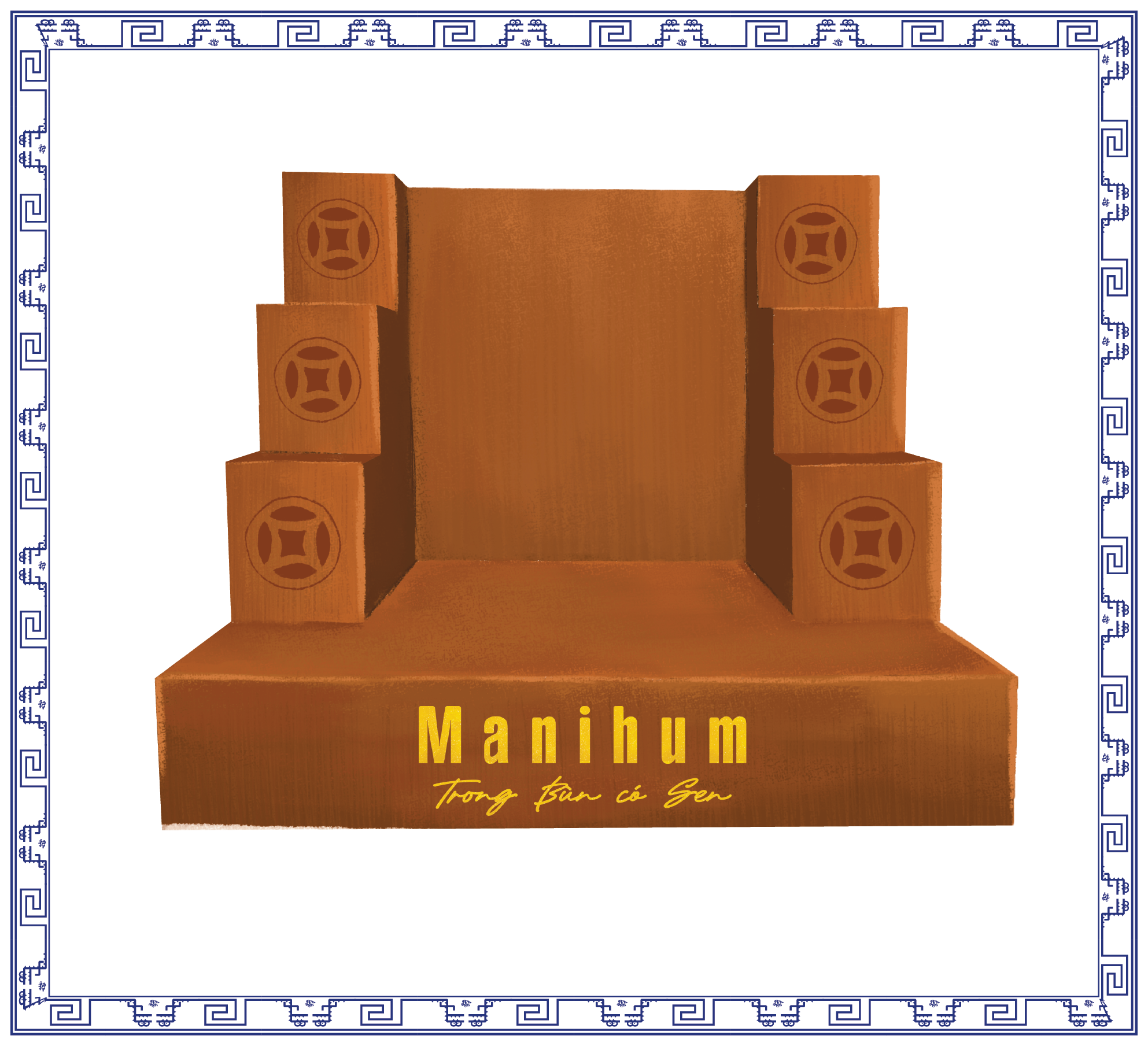 Bục Gỗ Tam Cấp MANIHUM Đài Tụ Tam Lộc - Quà Tặng May Mắn Phong Thủy Chiêu Tài - BTL-01