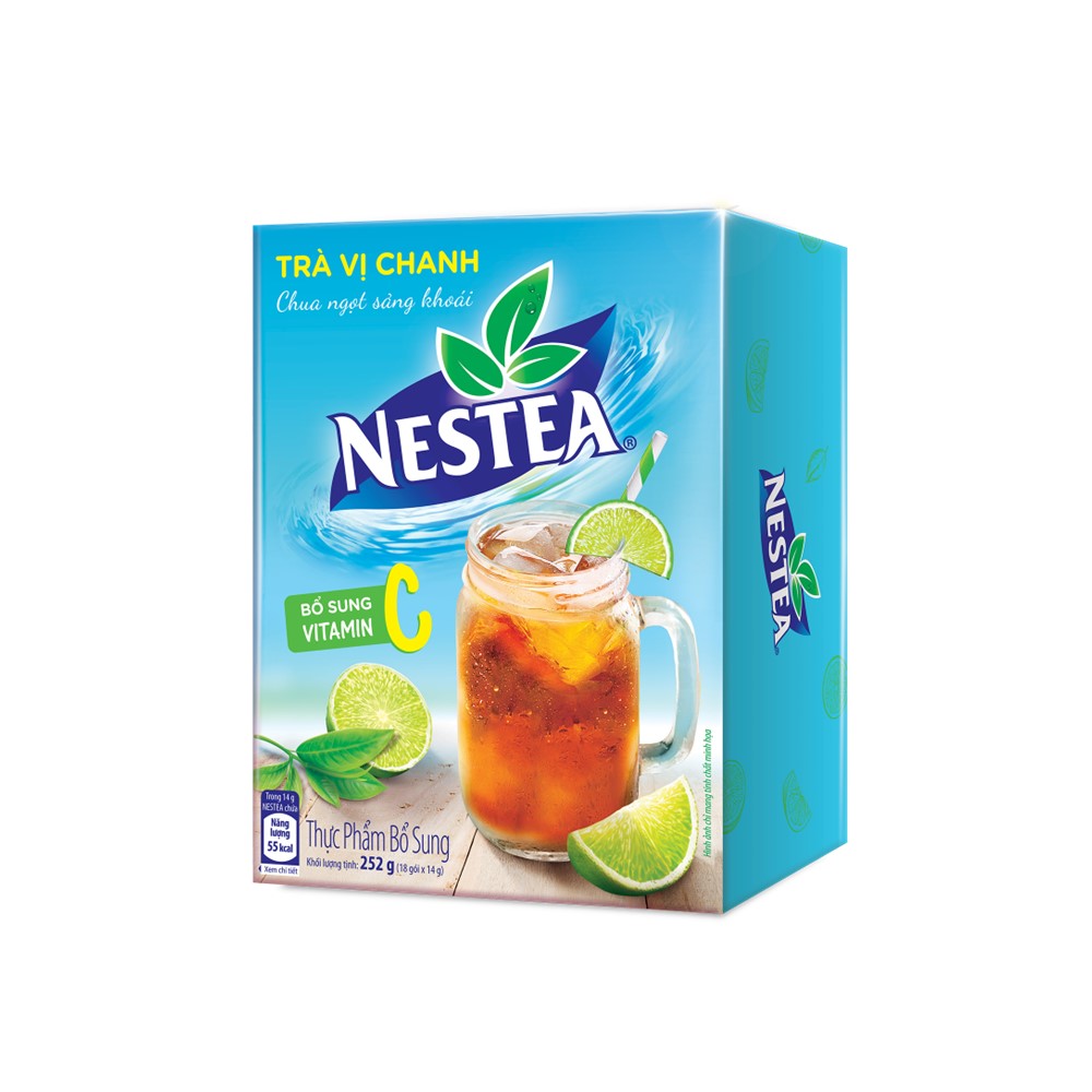 Combo 2 hộp trà chanh Nestea hộp 252g (18 gói x 14g) - [Tặng 1 ly thủy tinh]