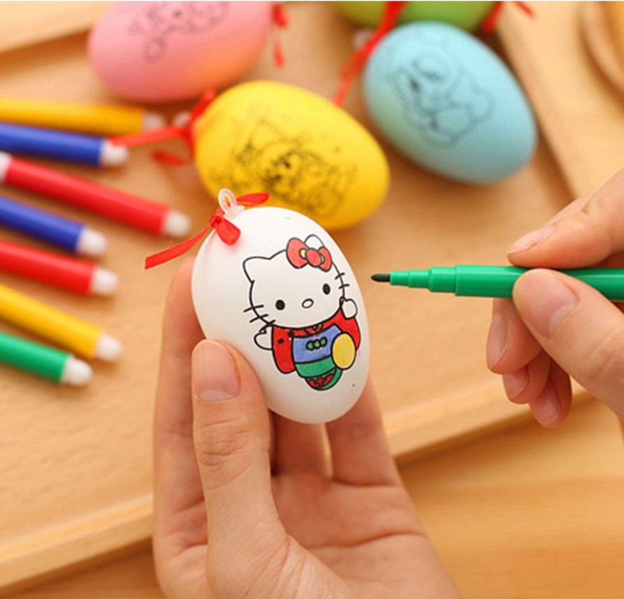 Mô hình quả trứng kèm bút tô màu độc đáo - Quà tặng, quà trang trí cho bé - Giao mẫu ngẫu nhiên kèm 4 bút tô