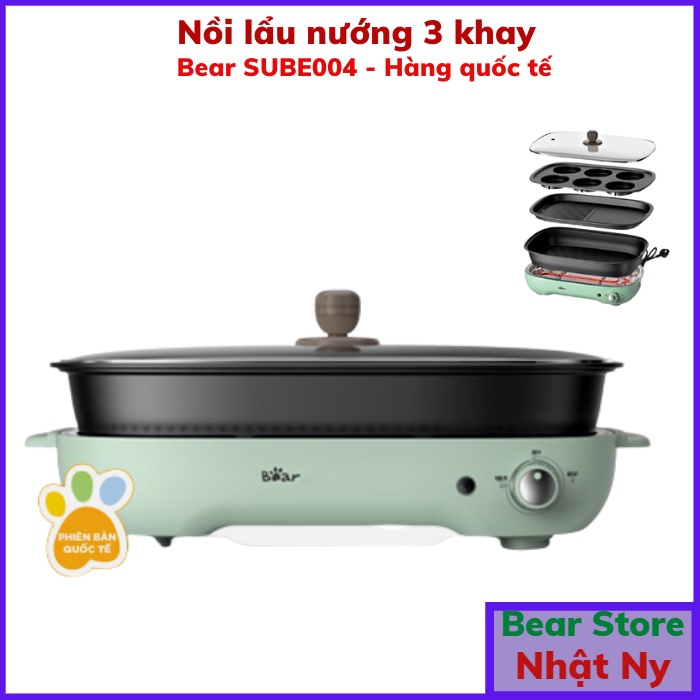 Nồi điện đa năng ăn lẩu, nướng, làm bánh Bear DKL-D12Z4 (3 khay nướng đi kèm)