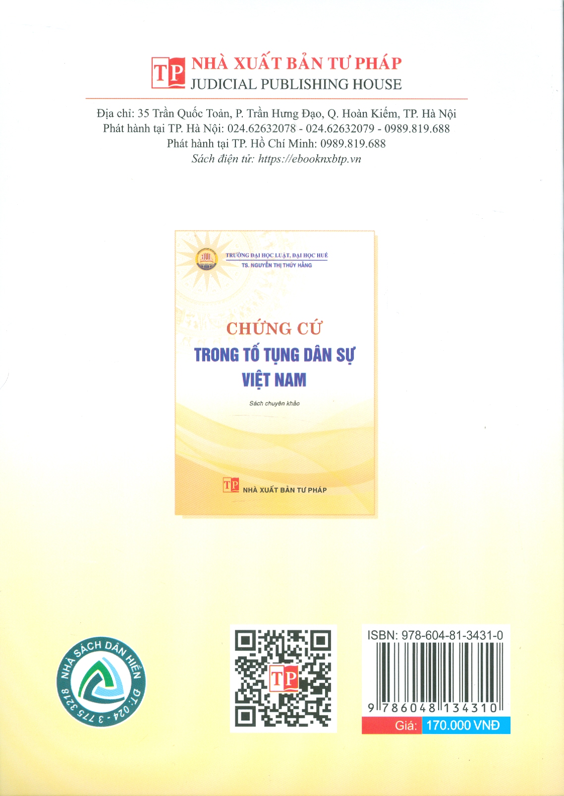 Chứng Cứ Trong Tố Tụng Dân Sự Việt Nam (Sách chuyên khảo) -  TS. Nguyễn Thuý Hằng