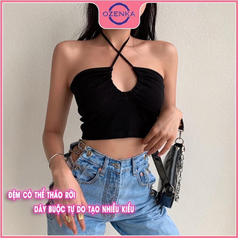 Áo quây 2 dây có đệm ngực croptop ôm nữ, crt kiểu hàn quốc gợi cảm mặc đi biển đi chơi màu đen trắng dưới 50 cân