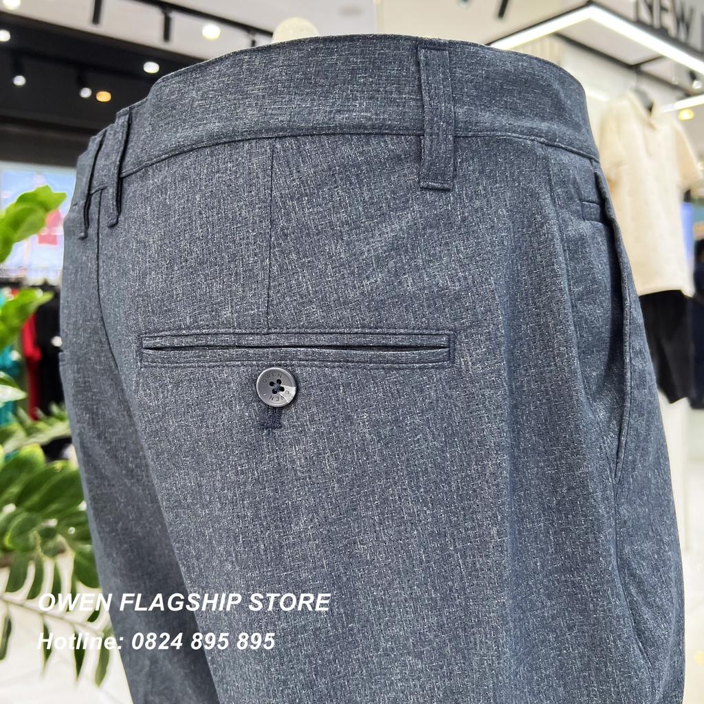 Quần short tây nam owen sợi Nano thoáng mát, lịch sự màu xanh navy SW231425