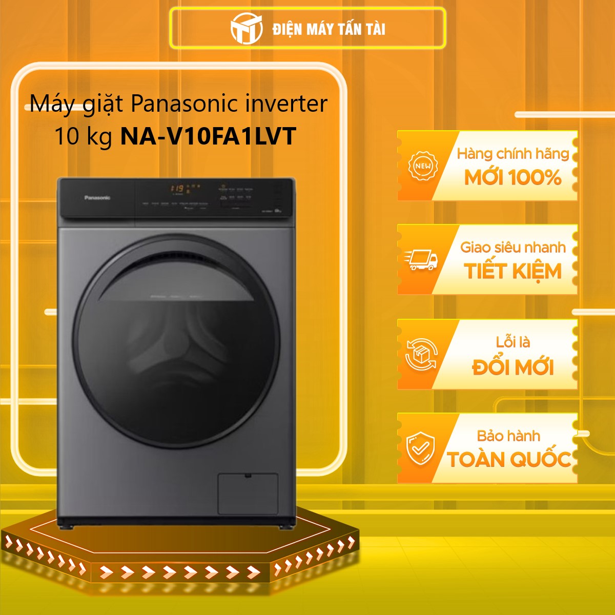 Máy Giặt Cửa Trước Panasonic 10kg NA-V10FA1LVT - Giặt Thông Minh - Giặt Diệt Khuẩn - Tự Động Vệ Sinh Lồng Giặt &amp; Vòng Đệm  - Hàng chính hãng