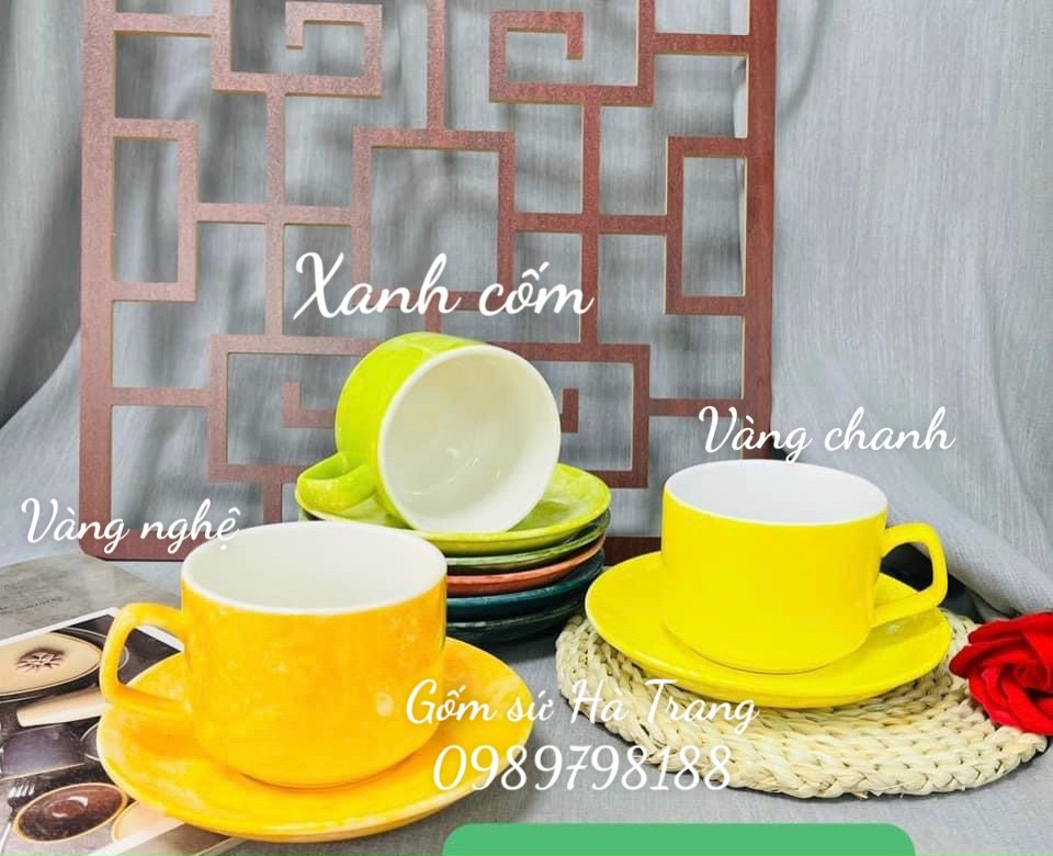1 cốc 1 đĩa gốm sứ Bát Tràng cao cấp dung tích 250ml