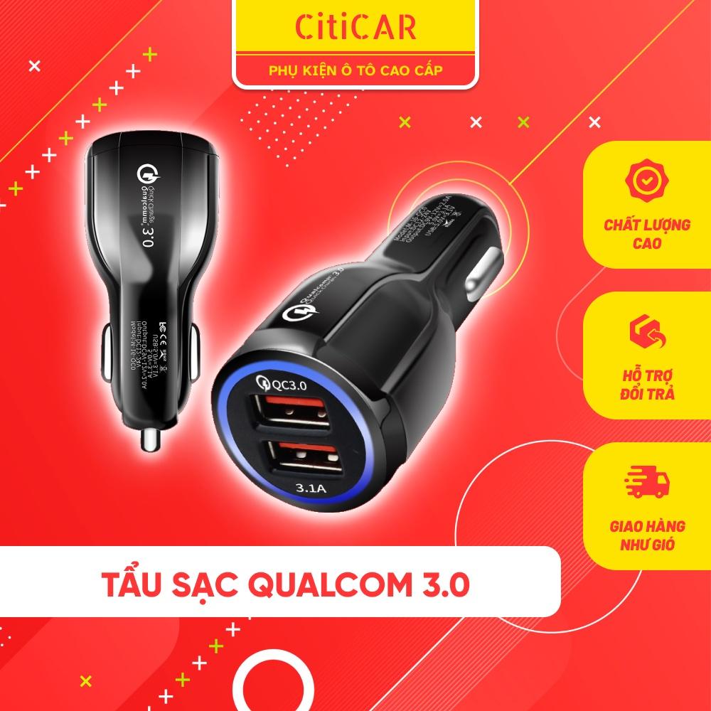 Tẩu sạc nhanh 2 cổng USB Qualcomm 3.1A cao cấp - Bộ chia nguồn 2 cổng USB cho xe ô tô