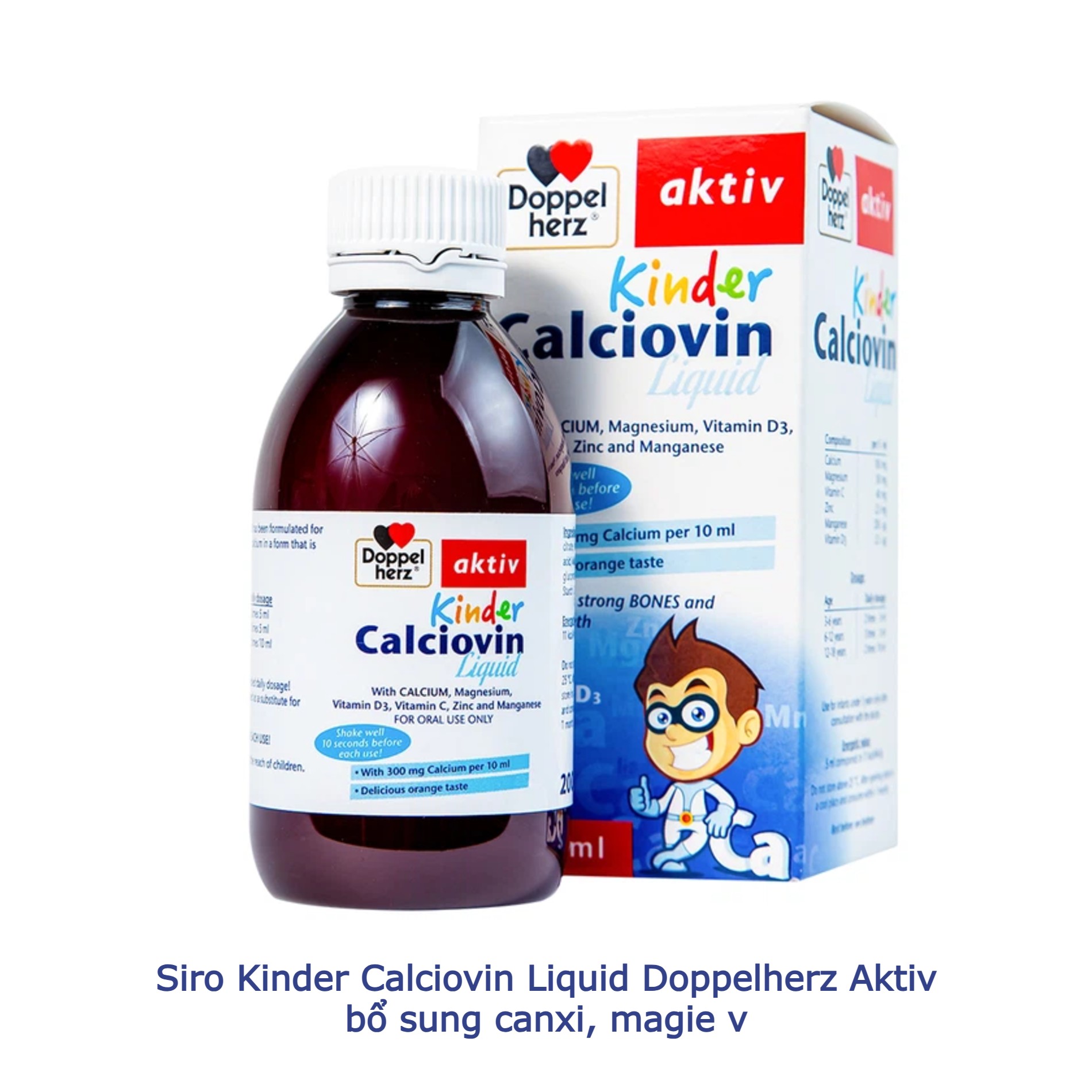 Siro Kinder Calciovin Liquid Doppelherz Aktiv bổ sung canxi, magie và các vitamin 200ml