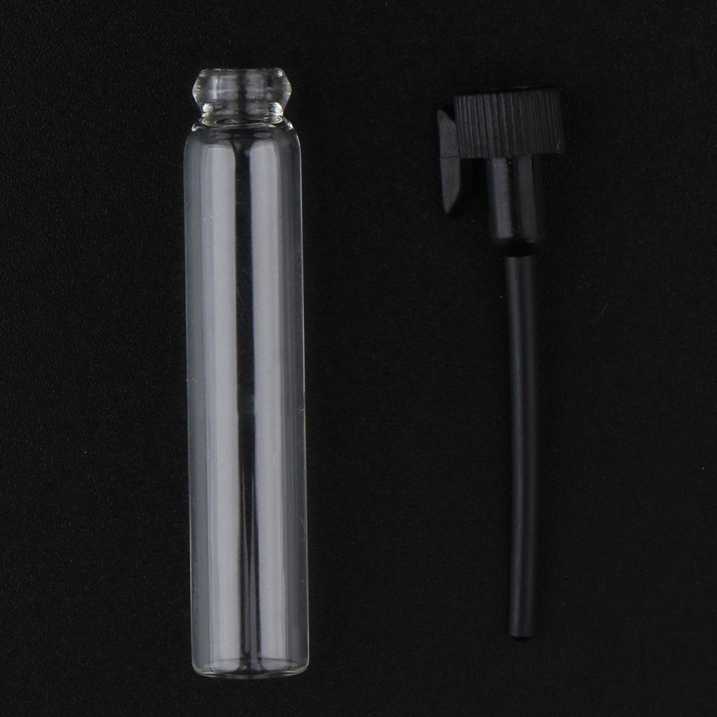 2x50x Mini Glass Perfume Sample Vials Empty Essential Oil Fragrance Bottle 2ml Black Cap
