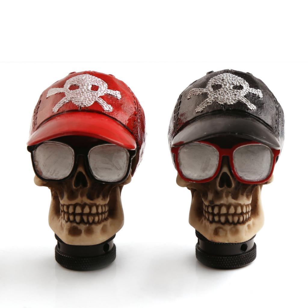 2 Pcs Universal Car Manual Gear Stick Shift Lever Skull Head Shifter Knob