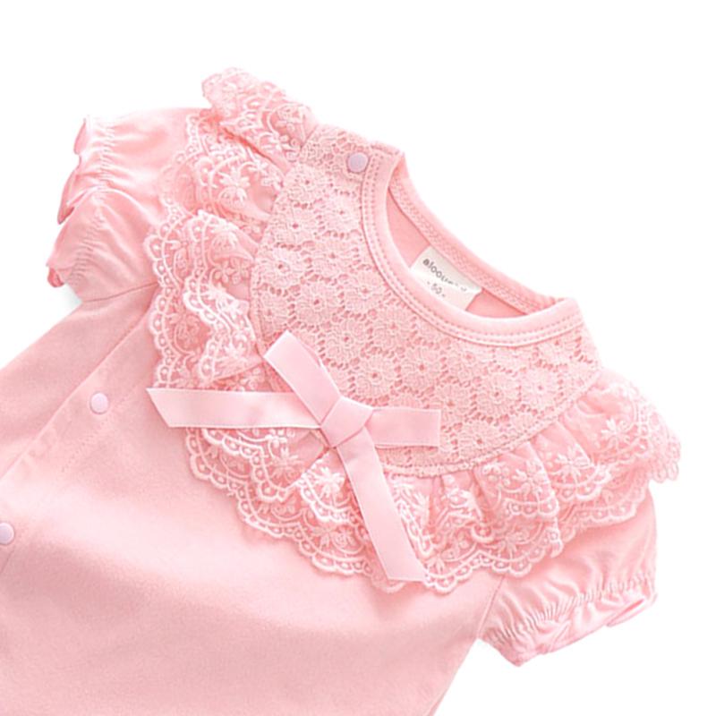 Áo Liền Quần Tay Ngắn Cho Bé Gái Sơ Sinh Từ 0-6 Tháng Tuổi