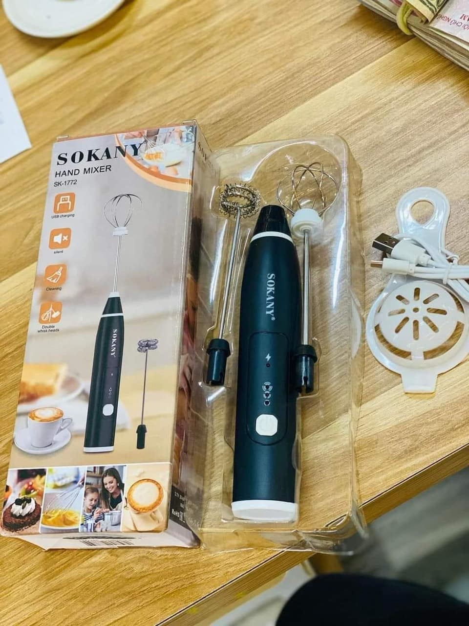 Máy Đánh Bọt Cà Phê, Máy Đánh Trứng Cầm Tay SK, Sạc USB Tiện Lợi Dùng Trong Gia Đình - Hàng Nhập Khẩu
