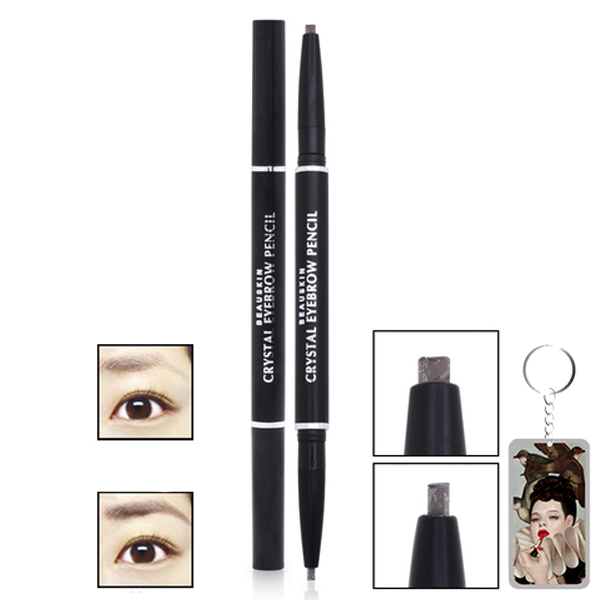 Chì kẻ chân mày Beauskin Crystal Eyebrow Pencil Hàn Quốc #01 Black tặng móc khóa