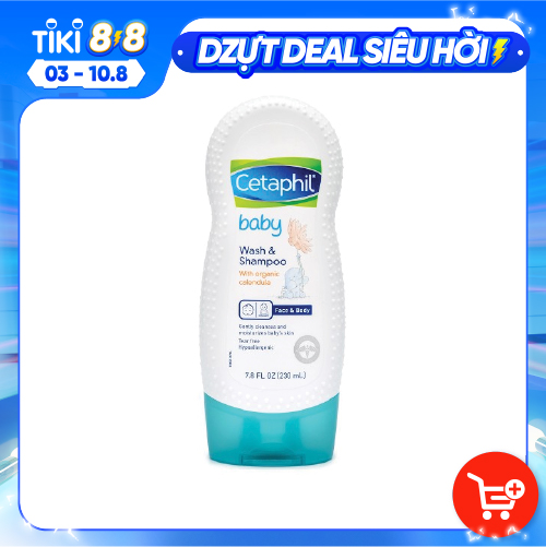 Cetaphil Baby tắm gội hữu cơ Organic - Cetaphil Baby Wash & Shampoo  with Organic Calendula Hair & Body 230ml