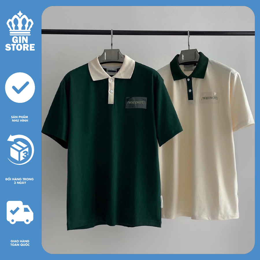 Áo thun polo Plastic WNS, áo polo cổ trụ why not form rộng ép nhựa chất thun cá sấu cotton cao cấp thời trang unisex - Gin store