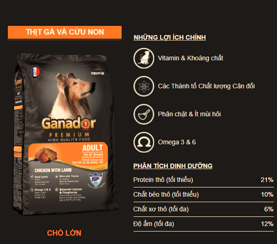 20KG Thức ăn cho chó trưởng thành Ganador vị thịt cừu &amp; gạo - Ganador Adult Lamb &amp; Rice - Thức ăn hạt cho Chó