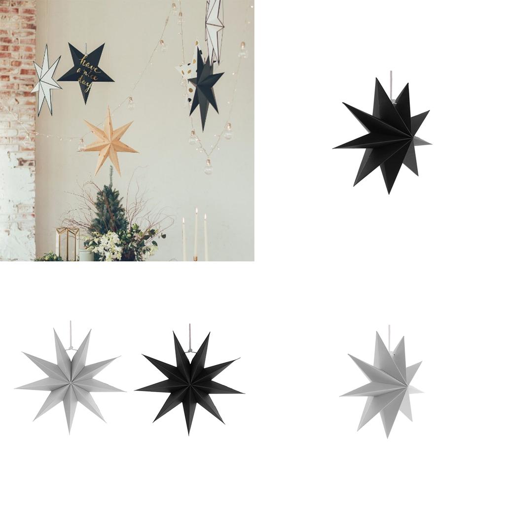 3D Giấy 9 Điểm Sao Cưới Năm Mới Nhà Vườn Treo Trang Trí Xám + Đen