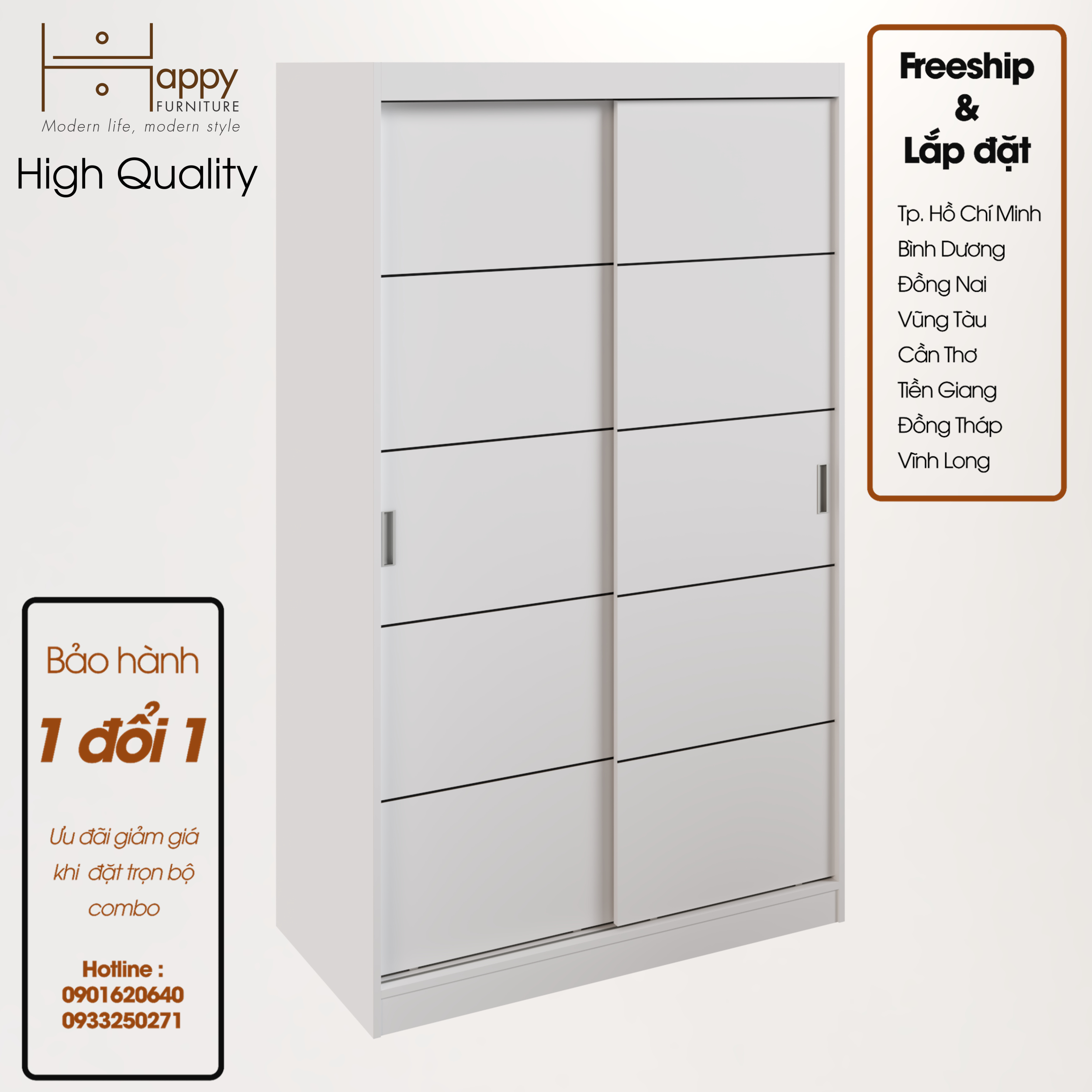 RUNI, Tủ treo quần áo - 1m2 x 2m, 120cm x 60cm x 203cm , TCL_005