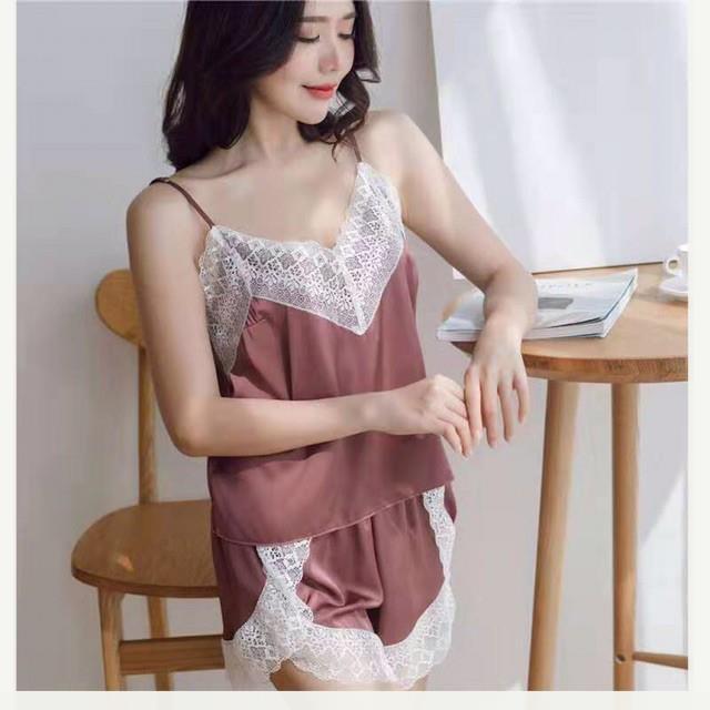 Đồ bộ đẹp - Bộ ngủ lụa satin Phối ren