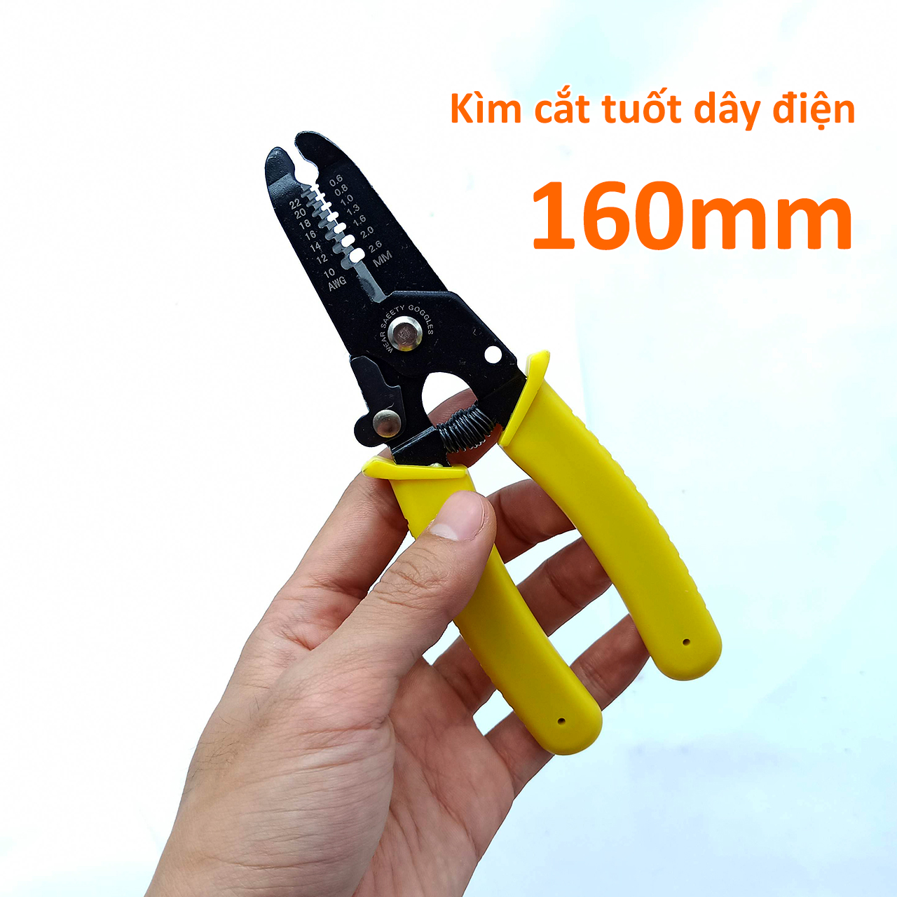 Kìm cắt tuốt dây điện 7 răng lõi Ø0.6 - 2.6mm dài 160mm có khóa an toàn