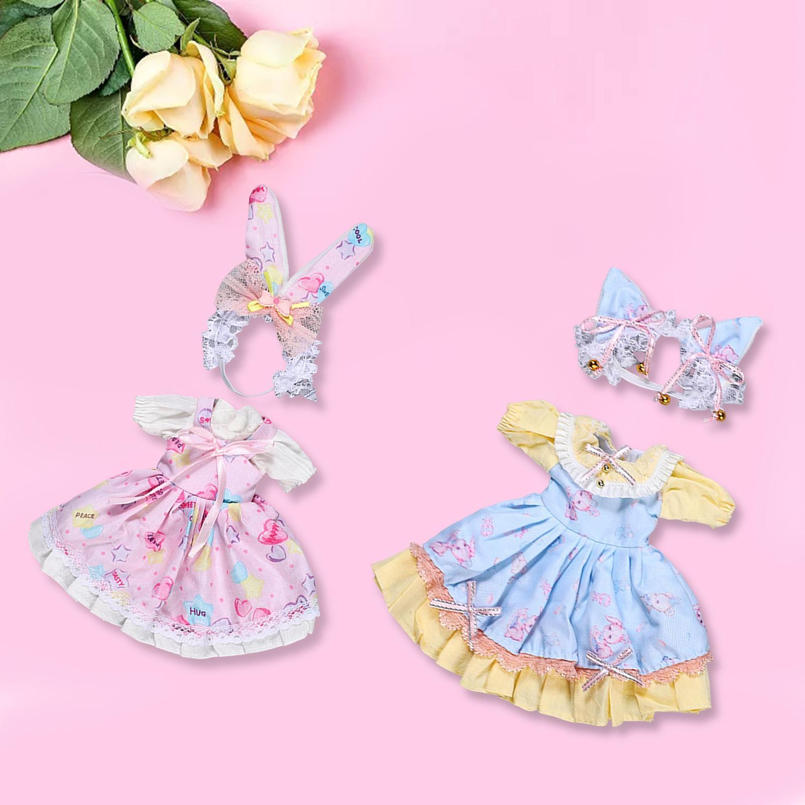 2 Pieces Fashion Doll Clothes Dress Set Handmade Outfits for 12'' inch Dolls