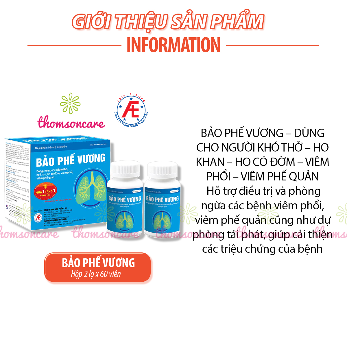 Bảo phế vương - Hộp 2 lọ x 60 viên tiết kiệm hơn - Hỗ trợ giảm ho có đờm, phế quản từ thảo dược