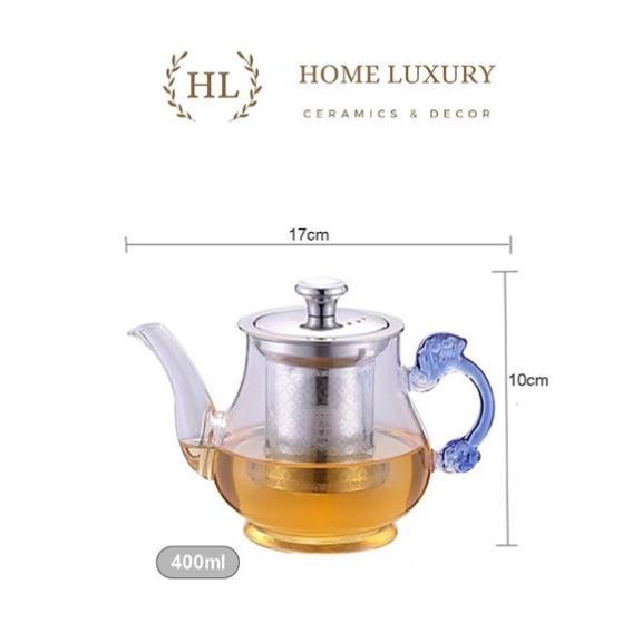 Ấm trà thuỷ tinh có bộ lọc kim loại 400ml BP