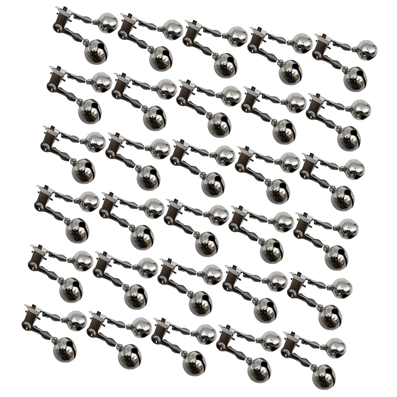 30x Fishing Rod Bell Dual Bells Iron Tackle Practical Indicator Loud Sound Fishing Rod Alarm Clip with Light Clip for Fishing Supplies