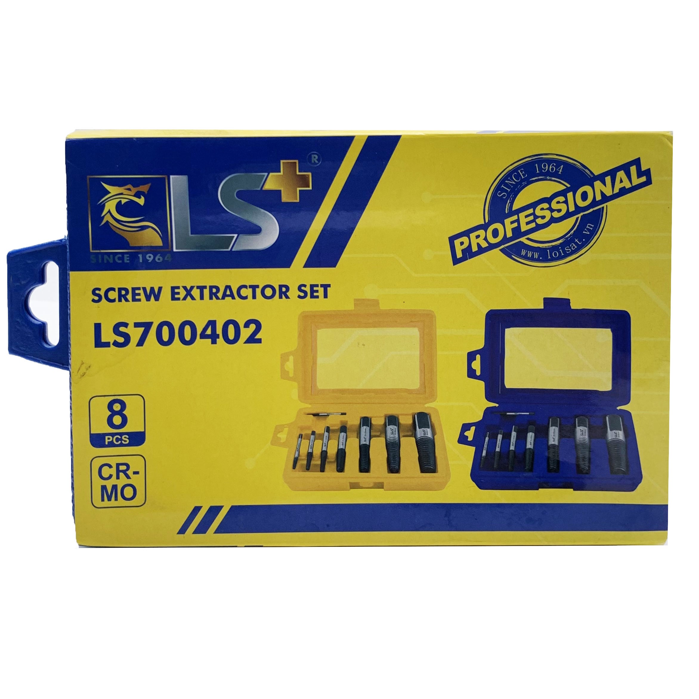 Bộ tháo bu lông ốc vít gãy 8 cây , dụng cụ mở ốc vít, mũi khoan lấy ốc gãy LS700402