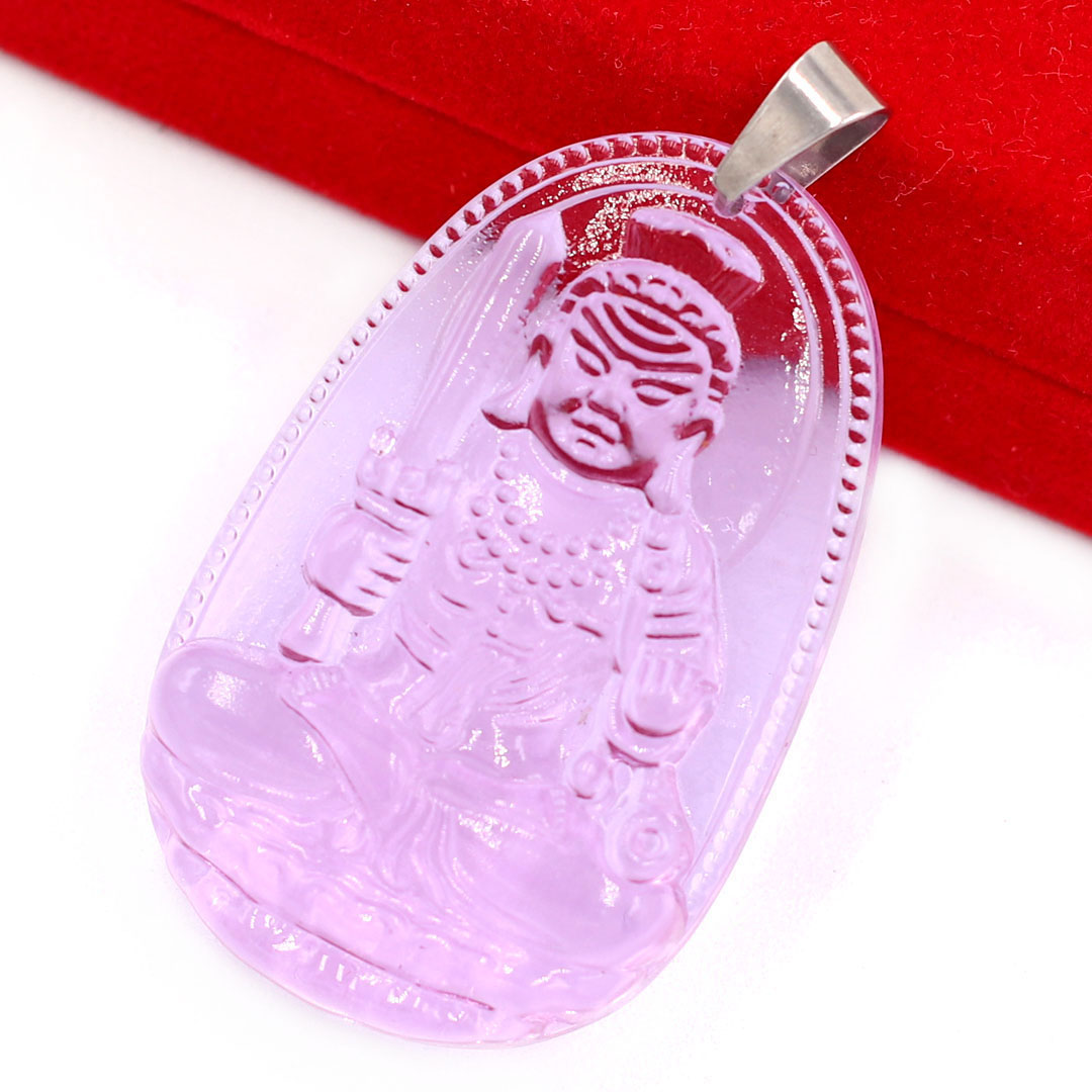 Mặt phật Bất Động Minh Vương thủy tinh tím 3.6cm - phật bản mệnh tuổi Dậu - mặt phật size nhỏ