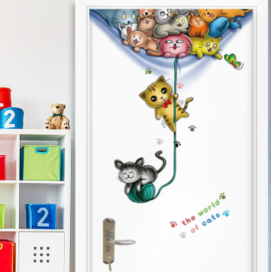 Decal trang trí tường - Những chú mèo đu dây