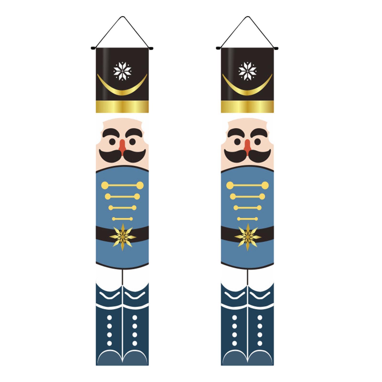 Christmas  Couplet Xmas Porch Sign Nutcracker Curtain Hanging Christmas  Door  for Garden Party  Garage